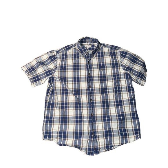 Carhartt Shirt Mens XL Blue Plaid Short Sleeve Button Up - Picture 1 of 5
